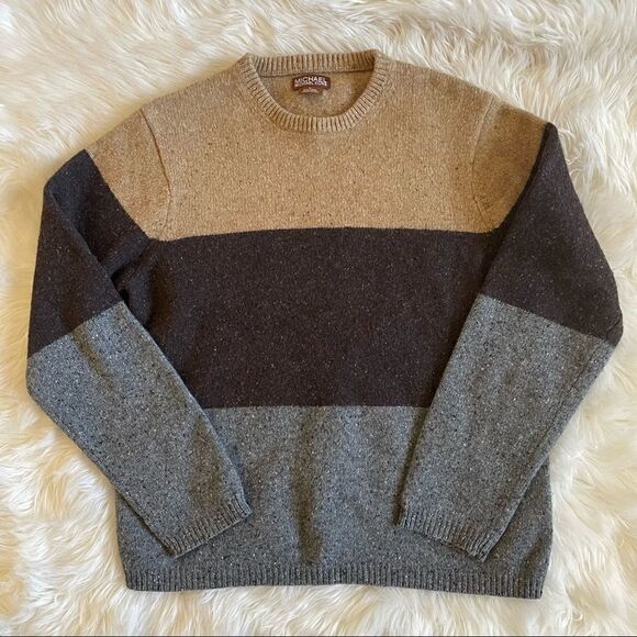 MICHAEL Michael Kors Color Block Stripe Wool Blend Sweater Womens Large - Picture 1 of 6
